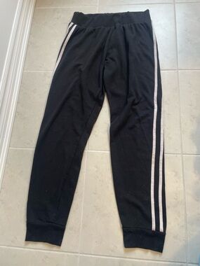 Black Jogger Pants with White Side Stripes